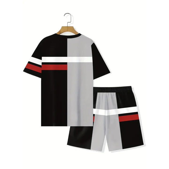 Men's Trendy Color Blocked Summer Outfit 2-piece Set