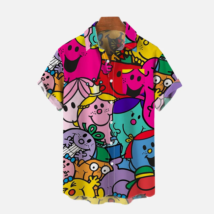 Vibrant And Colorful Cartoon Characters Pattern Printing Shirt