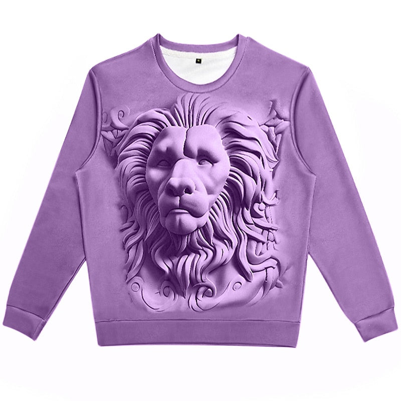 Men's Animal Lion Graphic Print Sweatshirts