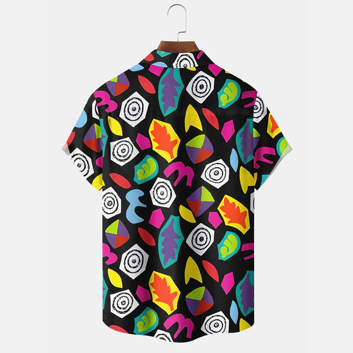 Men's Retro 80s Geometric Cartoon Hawaiian Shirt