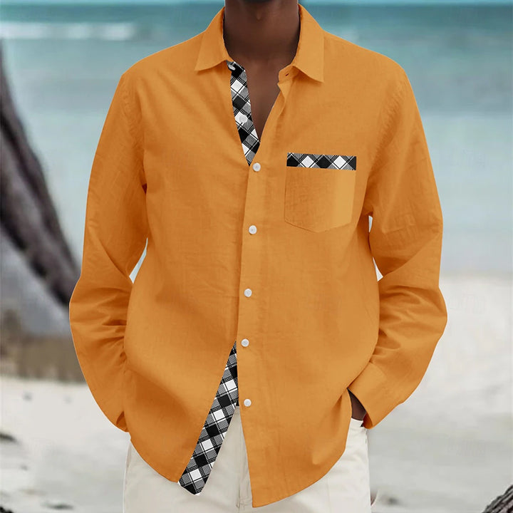 Men's Hawaiian Casual Button Up Long Sleeve Shirt