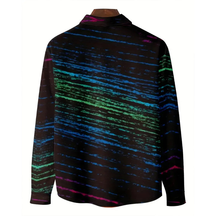 Men's gradient stripe print long-sleeved shirt