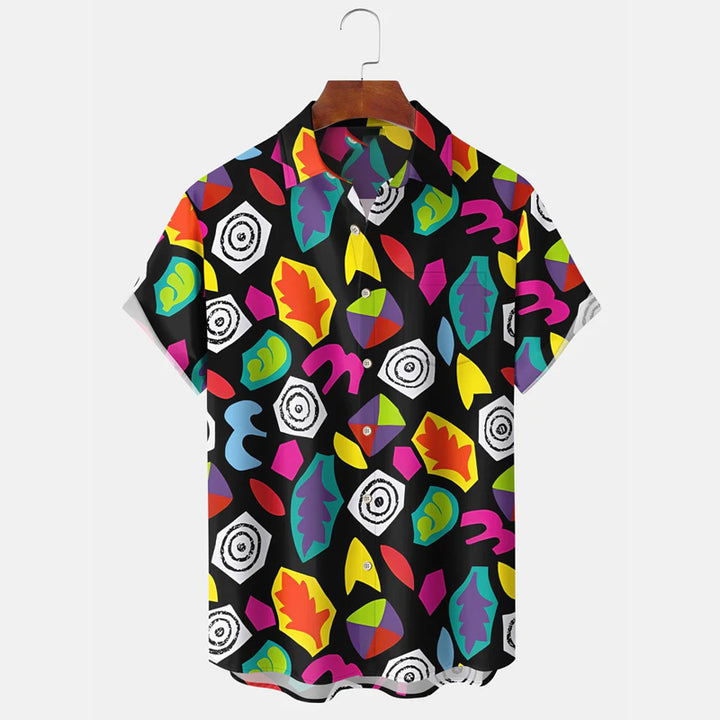 Men's Retro 80s Geometric Cartoon Hawaiian Shirt