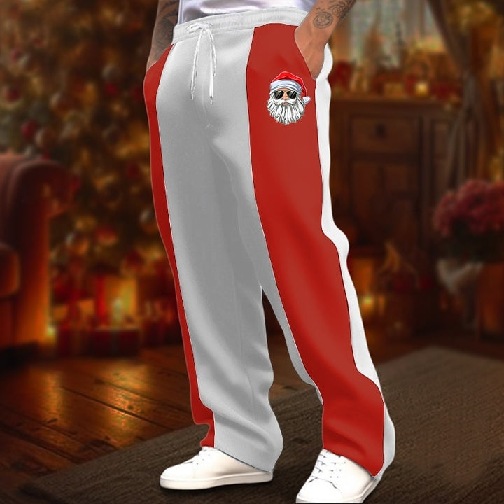 Men's Christmas Color Block Santa Claus Pants