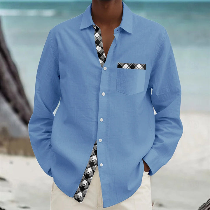 Men's Hawaiian Casual Button Up Long Sleeve Shirt