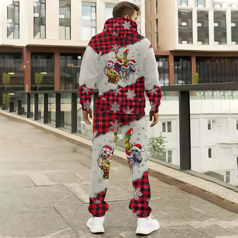 Men's Christmas Fashion 3D Digital Printed Casual Hoodie Set