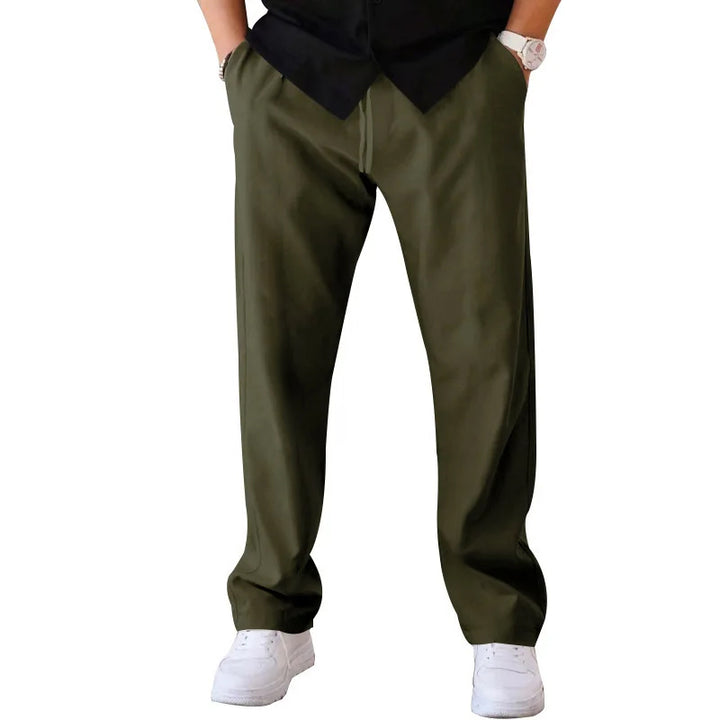 Men Casual Loose Drawstring Wide Leg Straight Trousers