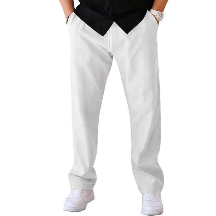 Men Casual Loose Drawstring Wide Leg Straight Trousers