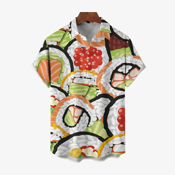 Cartoon Funny Sushi Casual Short Sleeve Shirt 2410004694