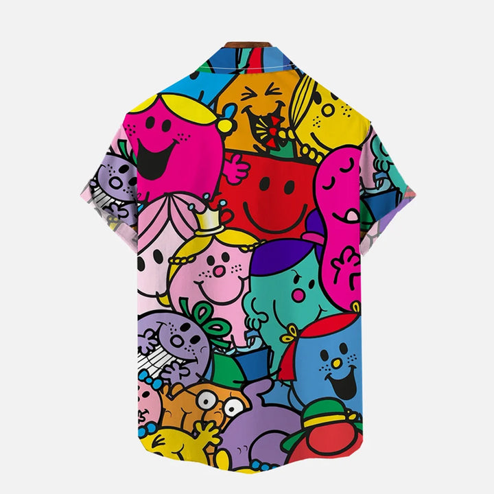 Vibrant And Colorful Cartoon Characters Pattern Printing Shirt