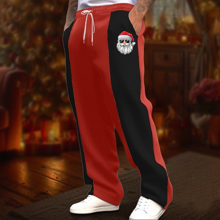 Men's Christmas Color Block Santa Claus Pants