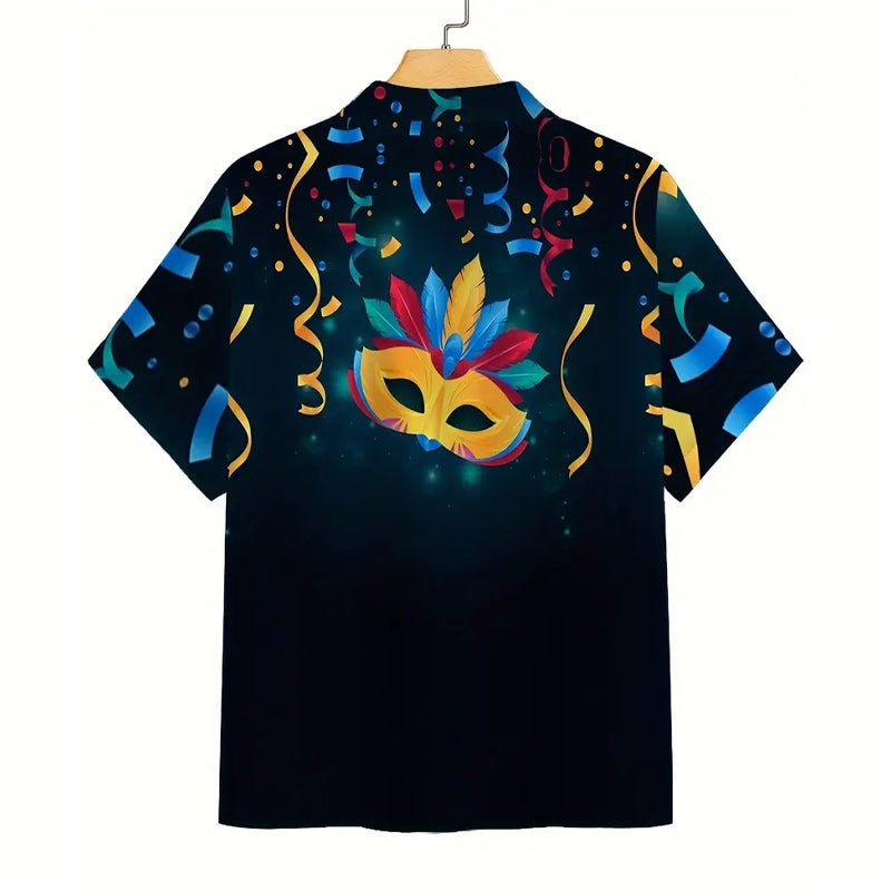 Mardi Gras Themed Graphic Digital Print Shirt