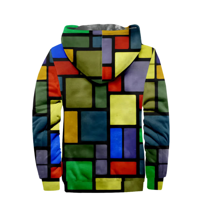 Men's retro casual geometric print hooded long sleeve jacket