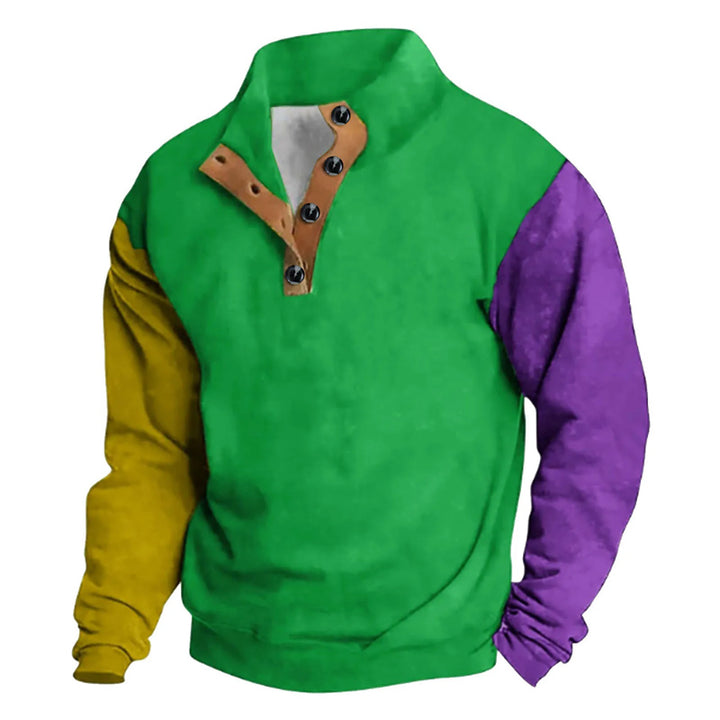 Men's Zip-Up Color Block Long Sleeve Sweatshirt