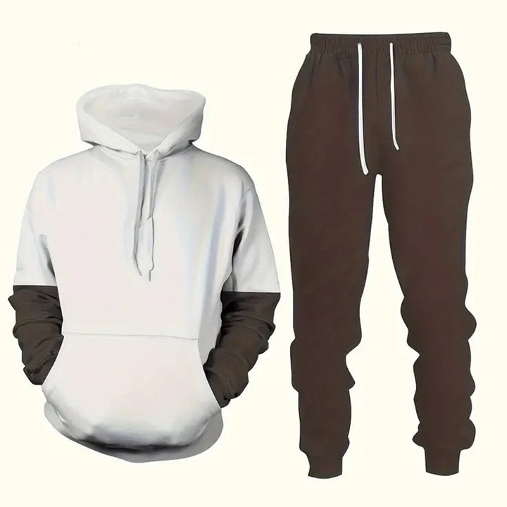 Men's Geometric Print Casual Hoodie & Sweatpants Set