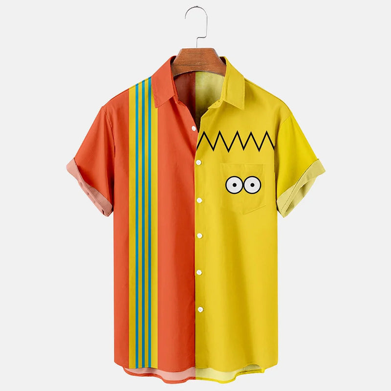 Fun Cartoon Printing Casual Loose Print Short Sleeve Shirt