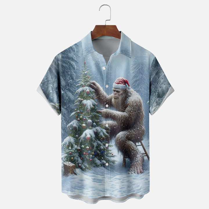 Men's Christmas Bigfoot Short Sleeve Shirt