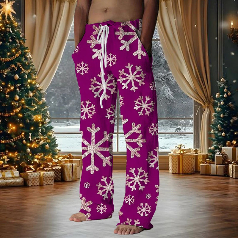 Men's Christmas Party Snowflake Printed Pants