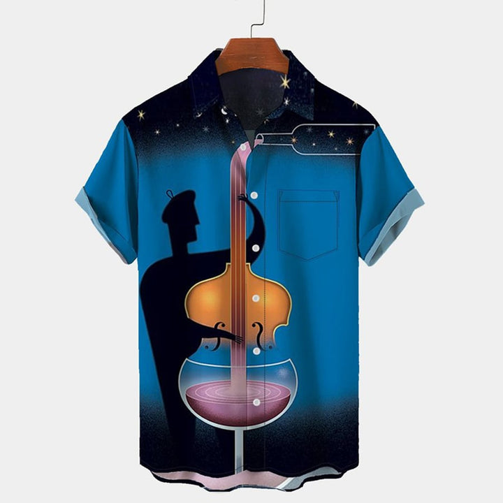 Men's Music Element Print Casual Vacation Shirt