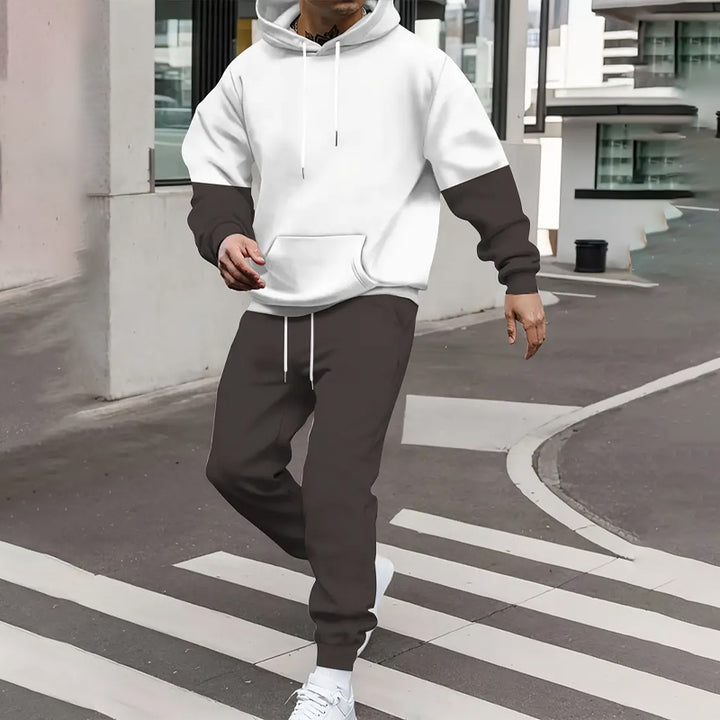 Men's Geometric Print Casual Hoodie & Sweatpants Set