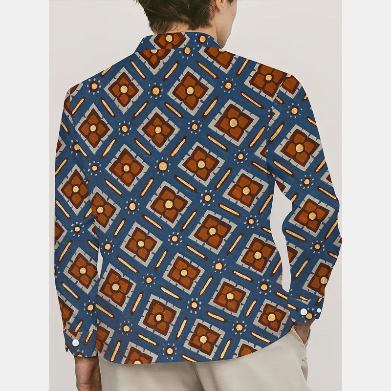 Men's Geometric Print Long-sleeved Shirt