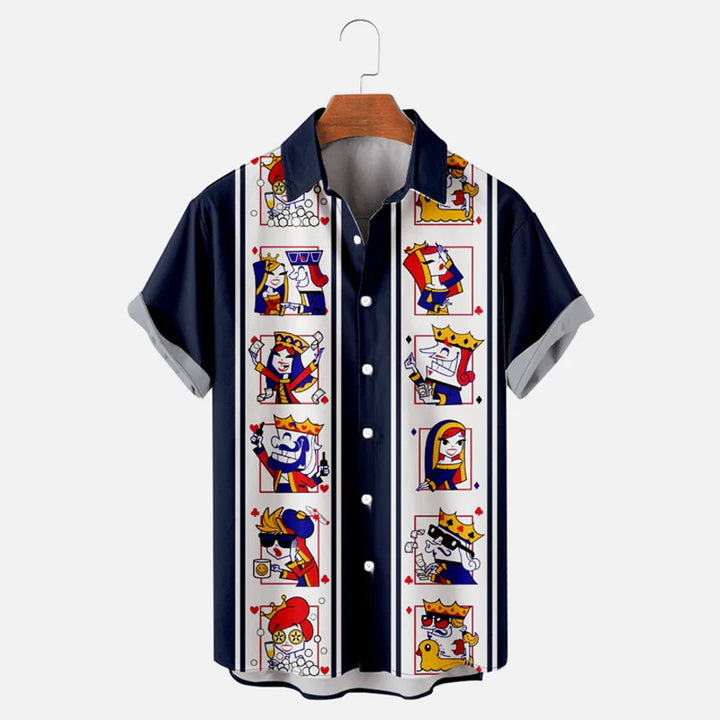 Men's Playing Cards Bowling Short Sleeve Shirt