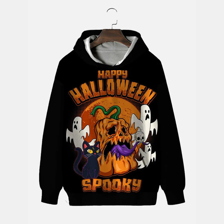 Happy Halloween Spooky Horror Pumpkin Printing Hooded