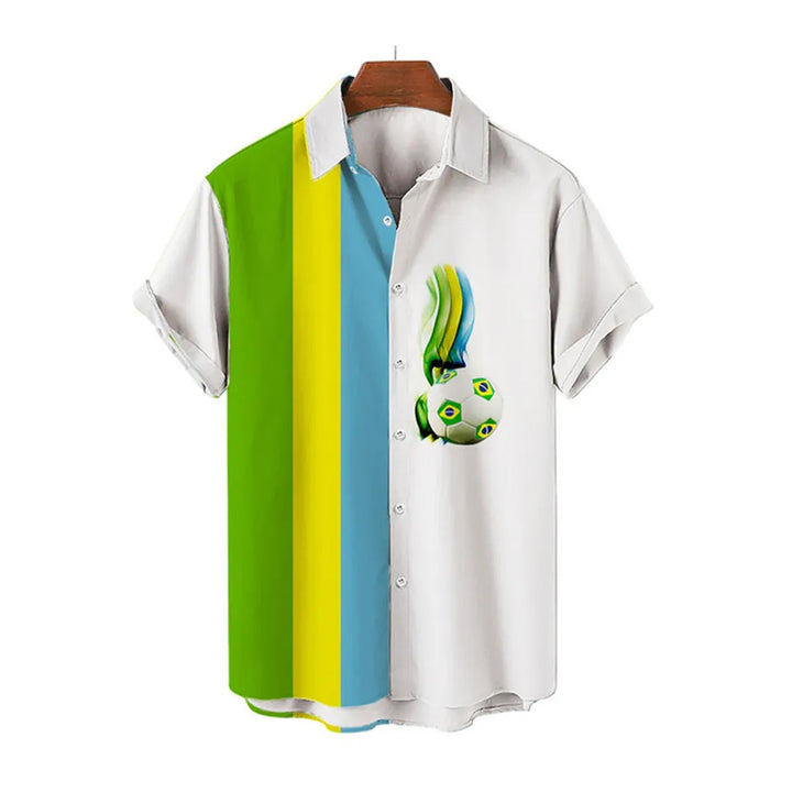 Men Fashion Casual 3D Football Short Sleeve Shirt