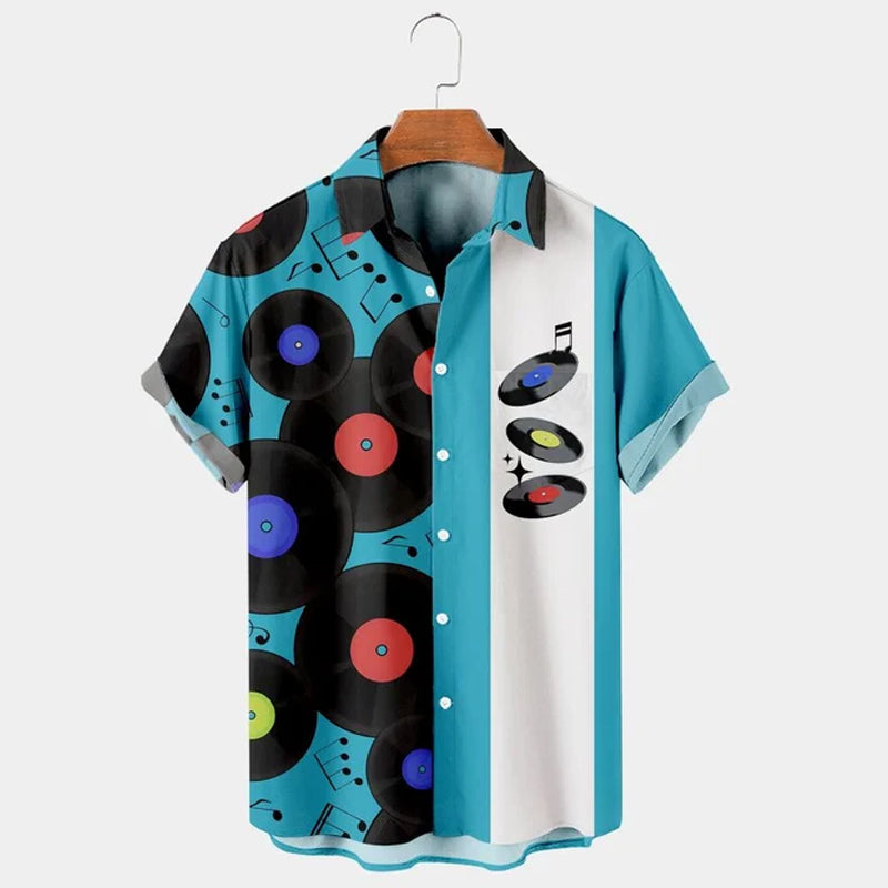 Men's Music Festival Print Short Sleeve Shirt 2408001581