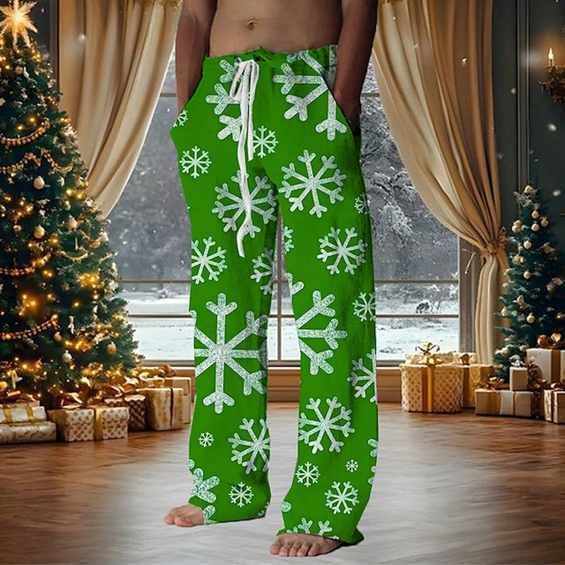 Men's Christmas Party Snowflake Printed Pants