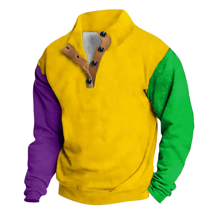 Men's Zip-Up Color Block Long Sleeve Sweatshirt