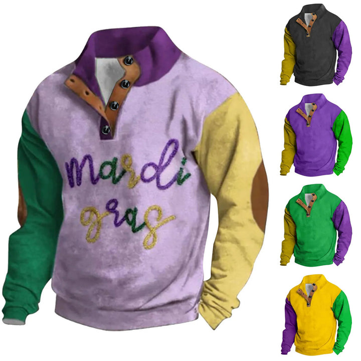 Men's Zip-Up Color Block Long Sleeve Sweatshirt