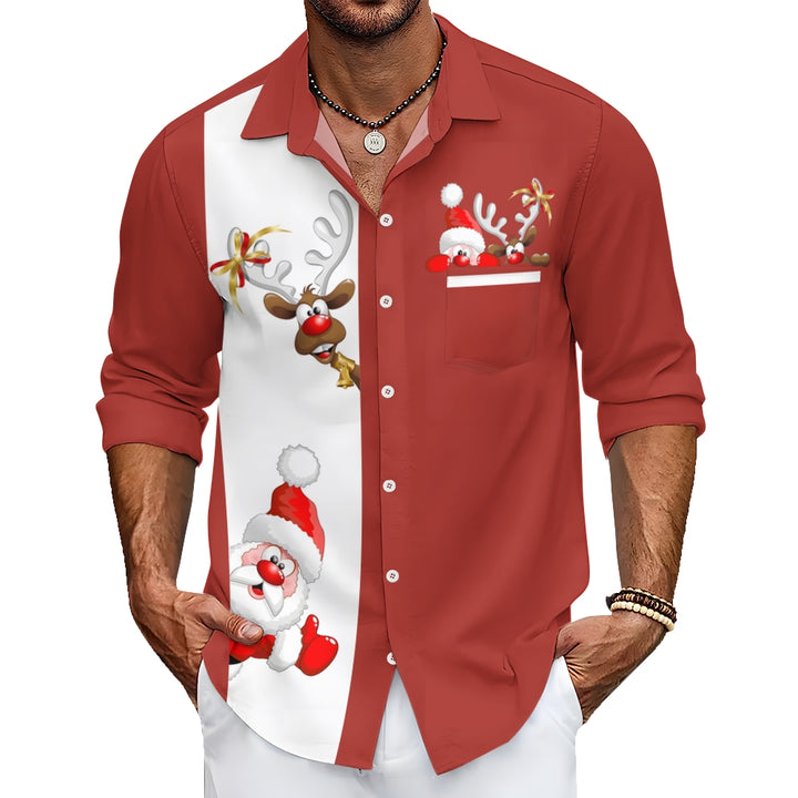 Men's Casual Christmas Printed Long Sleeve Shirt