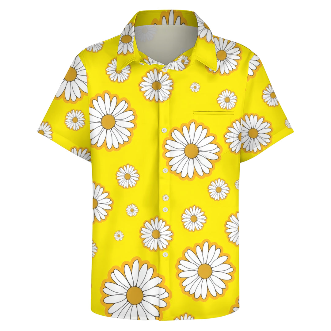 Men's Daisy Print Casual Short Sleeve Shirt 2404000481