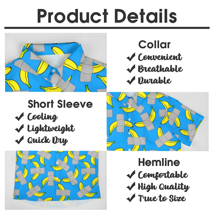 Banana Art Print Casual Short Sleeve Shirt 2408004525