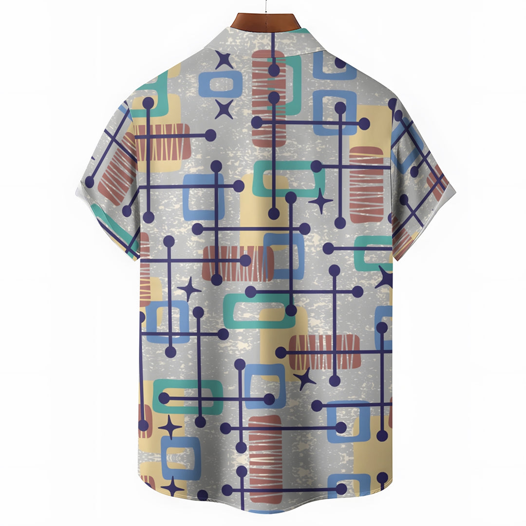 Men's Geometric Art Print Casual Short Sleeve Shirt 2403000485