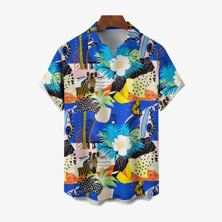 Hawaiian Zebra Print Casual Short Sleeve Shirt 2403000913