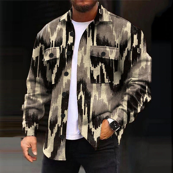 Men's Geometry Printed Long Sleeve Casual Jacket