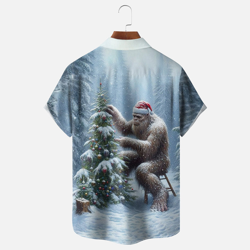 Men's Christmas Bigfoot Short Sleeve Shirt