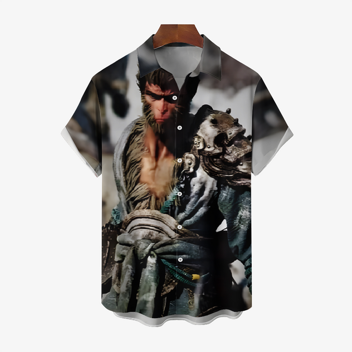 Black Myth Wukong Game Monkey Print Short-Sleeved Shirt