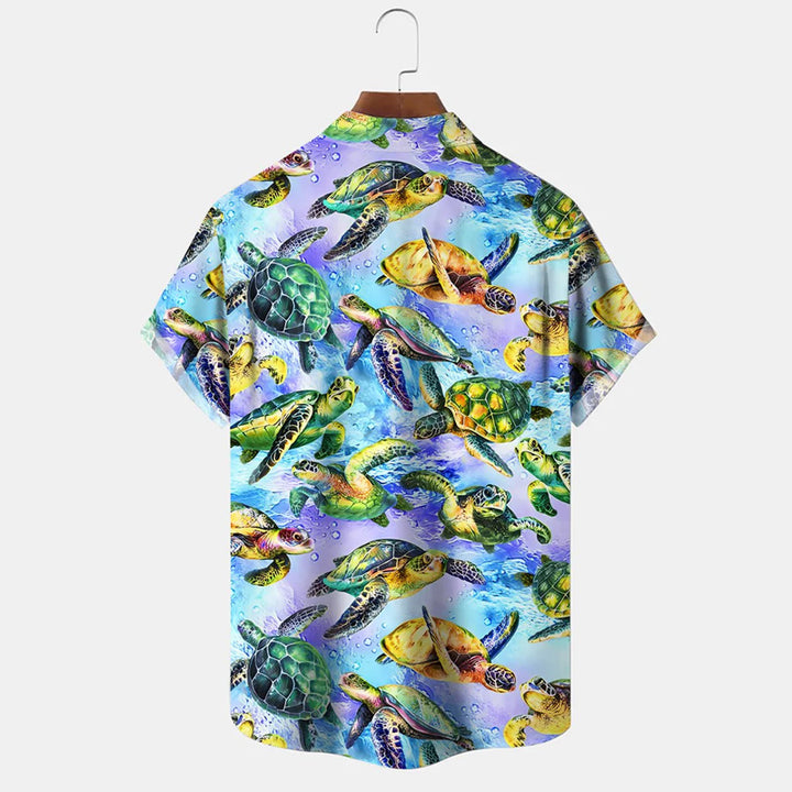 Ocean Turtle Button Casual Short Sleeve Shirt