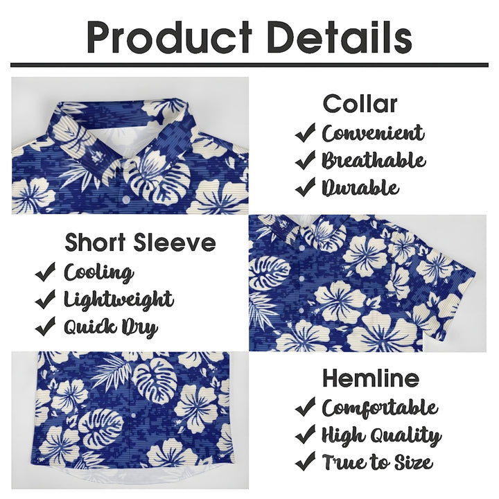 Hawaiian Flower Texture Print Casual Large Size Short Sleeve Shirt 2407001290