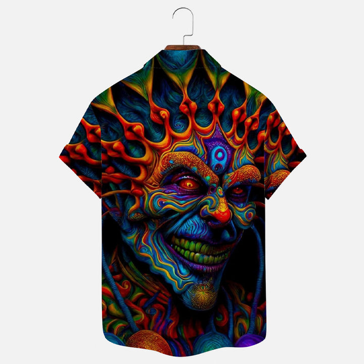 Surreal Psychedelic Art Print Casual Short Sleeve Shirt