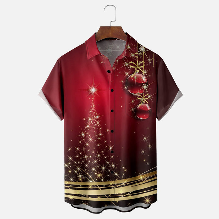 Men's Christmas Art Christmas Tree Short Sleeve Shirt