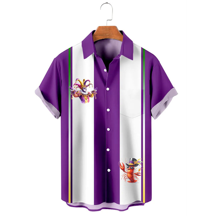 Holiday Mardi Gras Crawfish Hawaiian Shirt