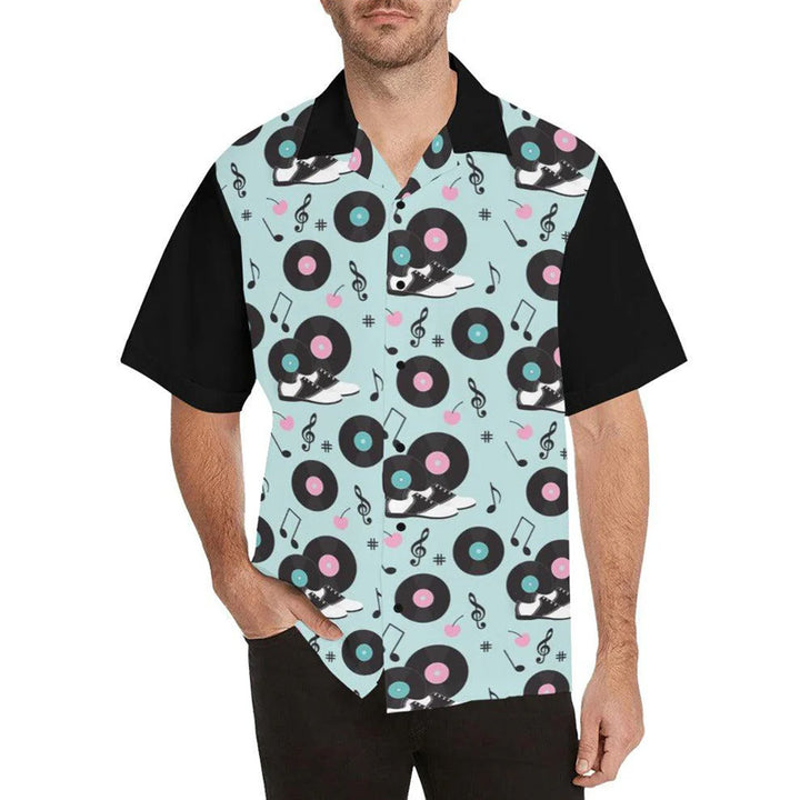 Men's vinyl record print short sleeve shirt