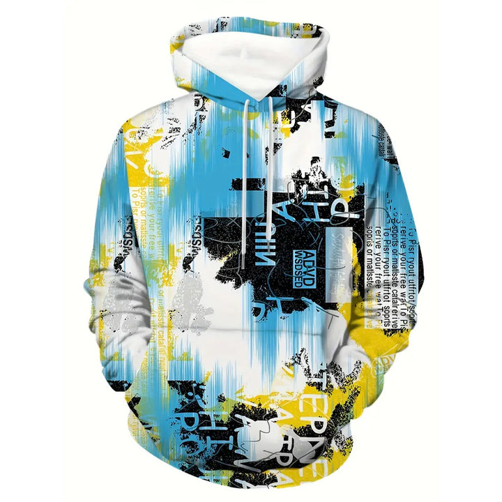 Men's Street Style Graffiti Pattern Trendy Long Sleeve Hooded