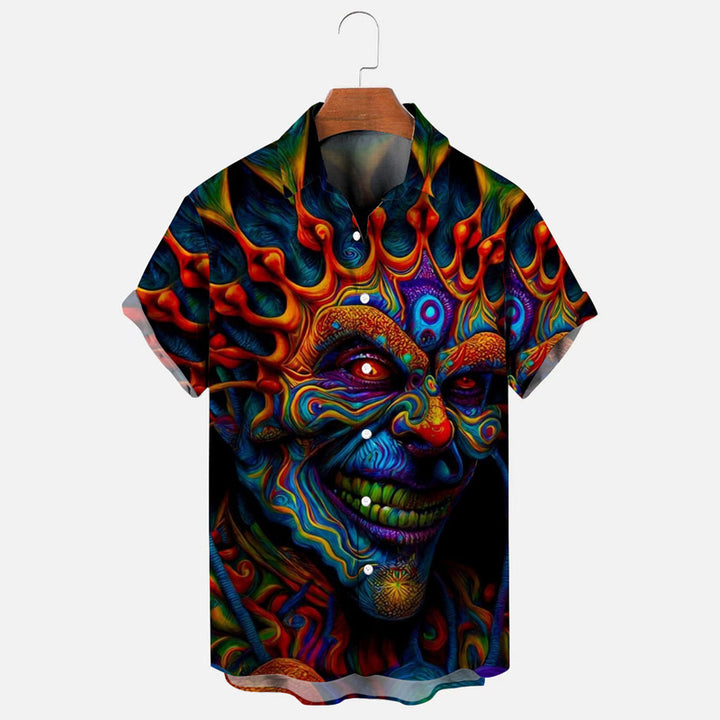 Surreal Psychedelic Art Print Casual Short Sleeve Shirt