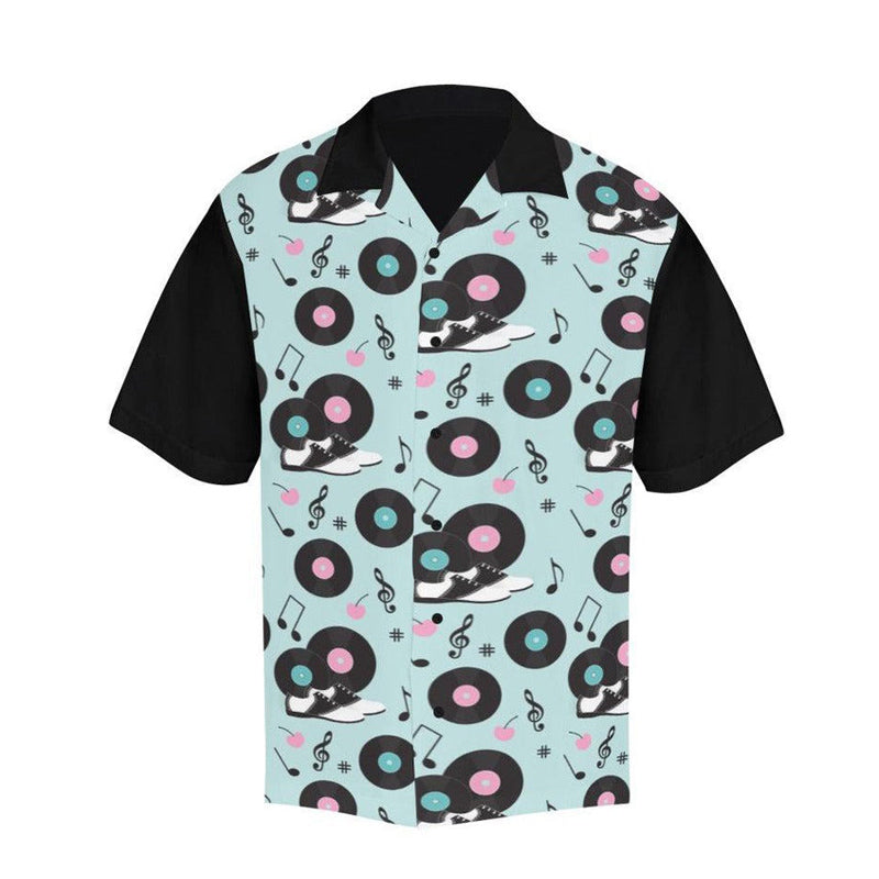 Men's vinyl record print short sleeve shirt