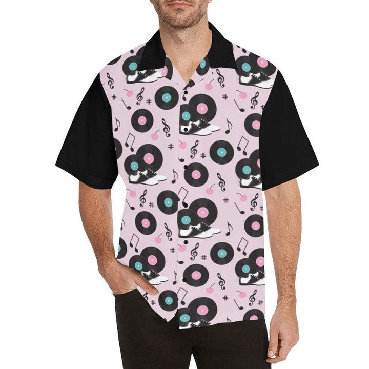 Men's vinyl record print short sleeve shirt